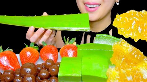 Asmr Most Popular Food Part Aloe Vera Tanghulu Honeycomb Tapioca