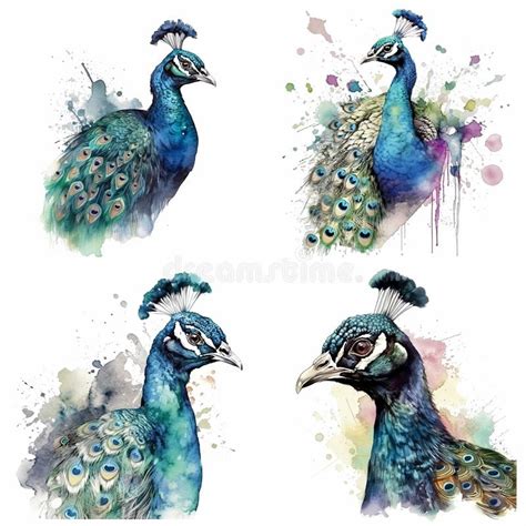 Peacocks Watercolor Stock Illustrations 233 Peacocks Watercolor Stock