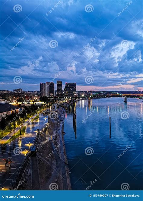 Night City View In Belgrade Serbia Stock Image Image Of Waterfront