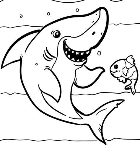 Cartoon Shark Coloring Page - Free Printable Coloring Pages for Kids