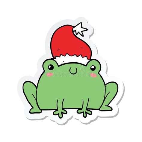 Sticker Of A Cute Cartoon Christmas Frog Stock Vector Illustration Of