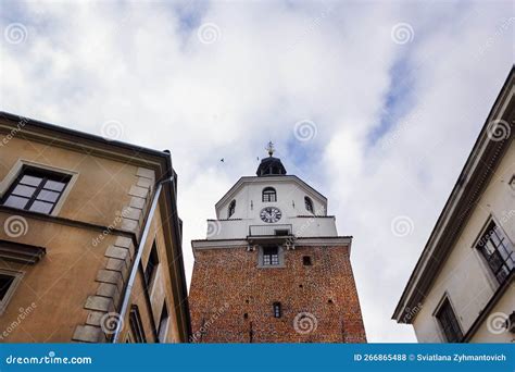 Tower Of The Historic Krakow Gate In Lublin Poland Stock Photo Image