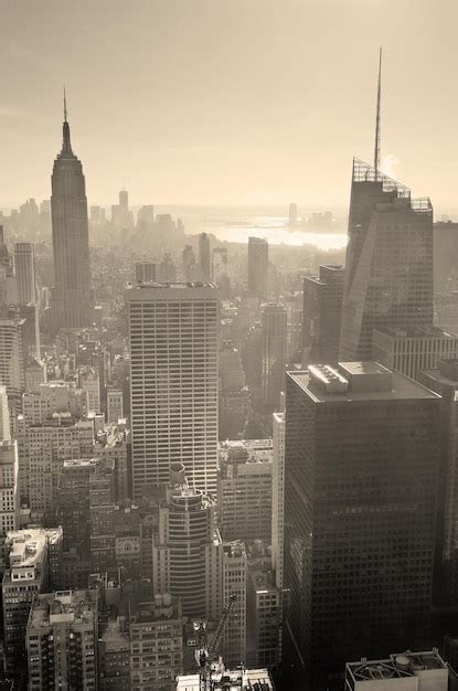 New York City Skyline Noir Et Blanc Dans Le Centre Ville De Manhattan