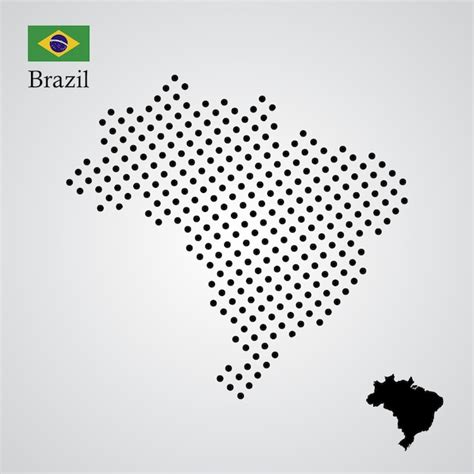 Mapa Do Brasil Em Silhueta Em Estilo Semitono Vetor Premium