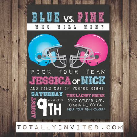 Football Gender Reveal Party Invitation Sports Team Blue Team Pink