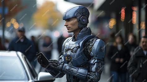 Premium Photo | Humanoid AI robot controls road traffic