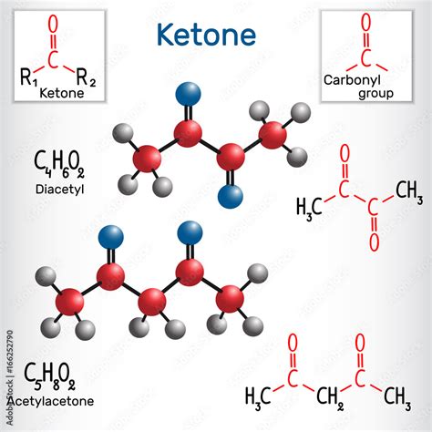 Diacetyl And Acetylacetone Molecule Structural Chemical Formula And