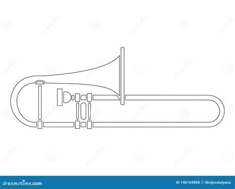 Black and White Line Art Drawing of Trombone Illustration Stock Vector ...