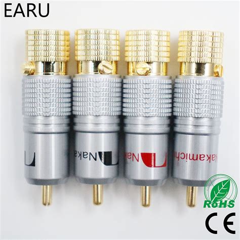 NAKAMICHI Enchufe RCA Chapado En Oro De 10mm 4 Piezas Sin Soldadura