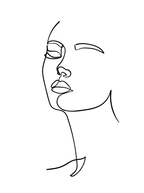 Premium Vector One Line Drawing Face Abstract Woman Portrait Modern