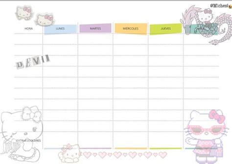 Horario Escolar Hello Kitty Para Imprimir