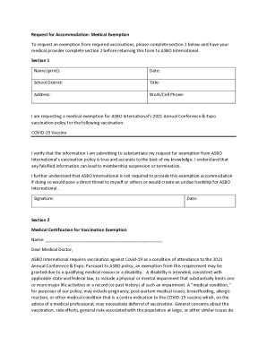 Fillable Online Medical Exemption Accommodation Request Form Fax