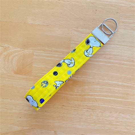 Snoopy Key Leash Snoopy And Woodstock Key Holder Bright Yellow Etsy