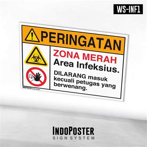 Jual Stiker Safety Sign Rambu K3 ANSI Zona Merah Area Infeksius