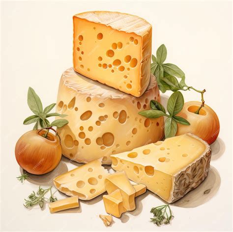 Premium AI Image | a drawing of cheeses with cheese and a picture of cheese.