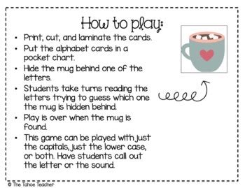 Find The Hot Chocolate An Abc Pocket Chart Game By The Tahoe Teacher