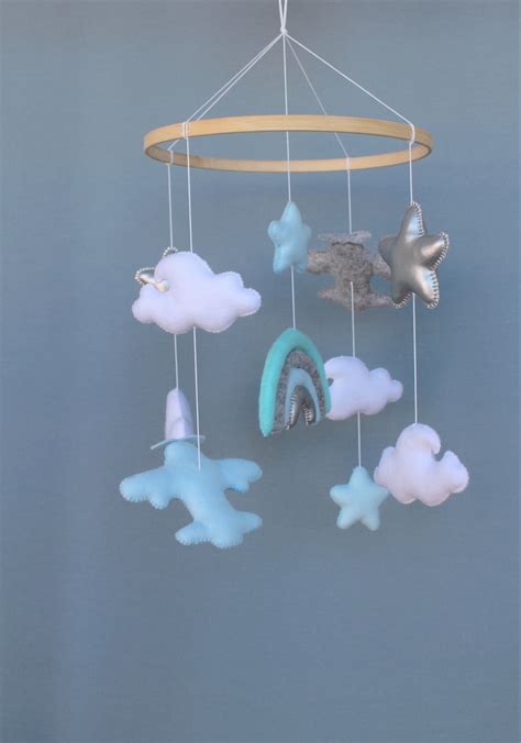 Clouds Baby Mobile Rainbow Crib Mobile Baby Boy Ceiling Etsy