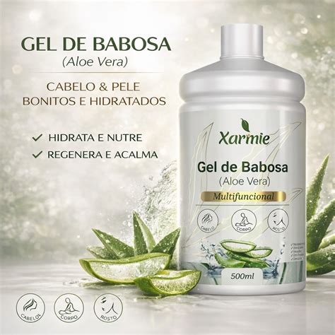 Gel De Babosa 100 Natural - Puro Gel De Babosa - Aloe Vera 100% Natural Organico Para Cabelo, Rosto ...