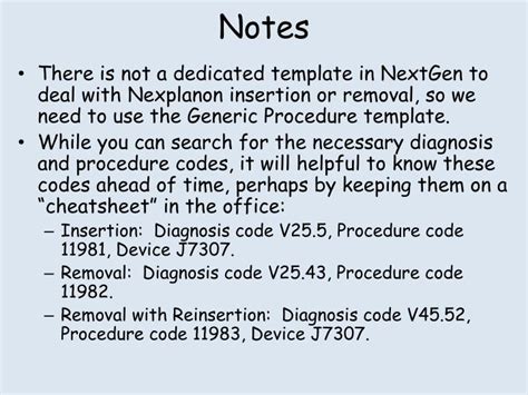 PPT - NEXTGEN GENERIC PROCEDURE TEMPLATE NEXPLANON INSERTION/REMOVAL ...