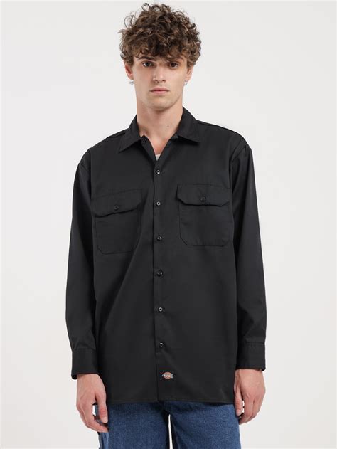 Dickies 574 Long Sleeve Shirt In Black Black Glue Store