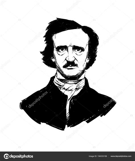 Illustration Edgar Allan Poe Portrait Great American Writer Poet ...