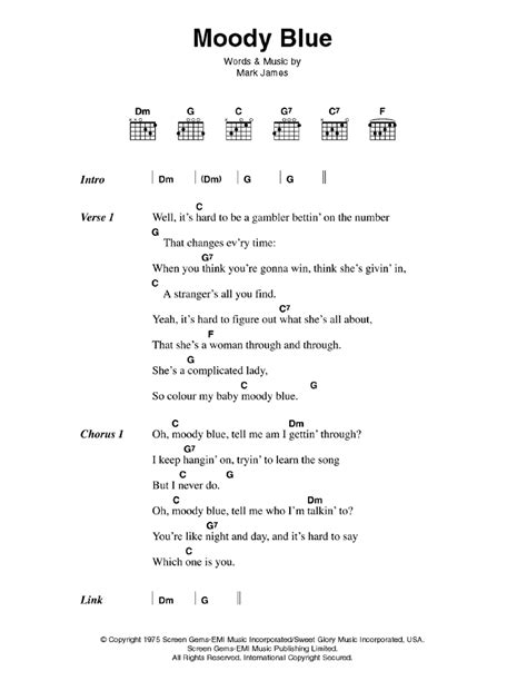 Moody Blue By Elvis Presley Guitar Chords Lyrics Guitar Instructor