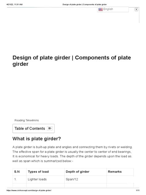 Design Of Plate Girder Components Of Plate Girder Pdf Stress