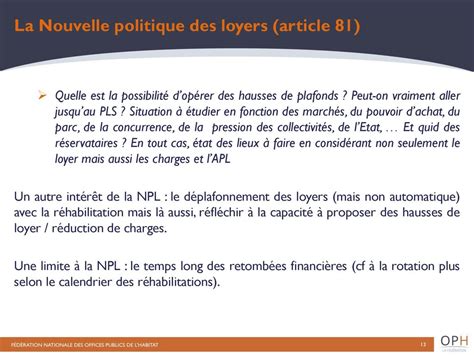 Nouvelle Politique Des Loyers Et E G N Ration Des Cus Ppt