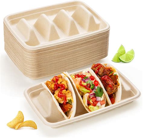 Amazon Pcs Disposable Taco Holders For Party Bagasse Pulp