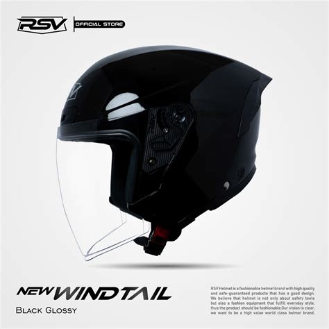 Jual HELM RSV NEW WINDTAIL BLACK GLOSSY SINGLE VISOR Shopee Indonesia