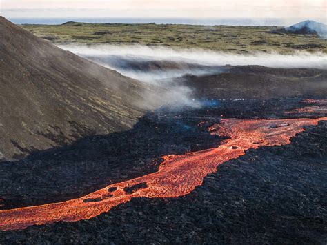 Aerial View Of Litli Hrutur Little Ram Volcano During An Eruption On Fagradalsfjall Volcanic