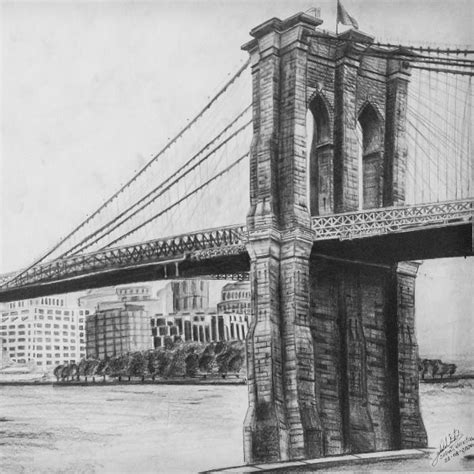 voltereta Móvil estómago puente de brooklyn dibujo a lapiz tormenta ...