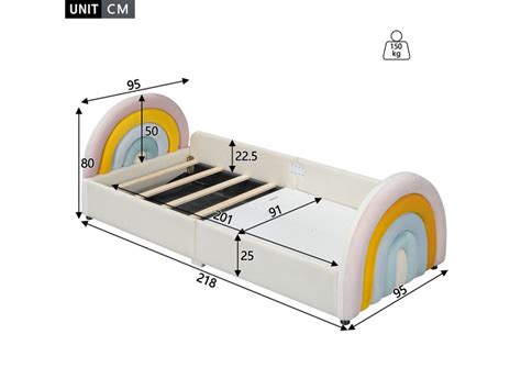 Lit Jeune Lit Coffre 90x200 Cm Lit Enfant Simple Forme Arc En Ciel