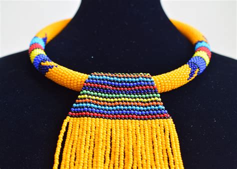 African Maasai Handmade Beaded Necklace Tribal Chunky Zulu Etsy