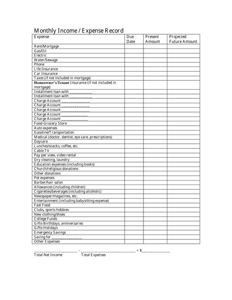 Free Printable Template For Income And Expenses Vsadry