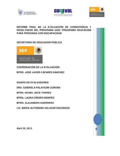 PDF INFORME FINAL DE LA EVALUACIÓN DE CONSISTENCIA Y LAURA