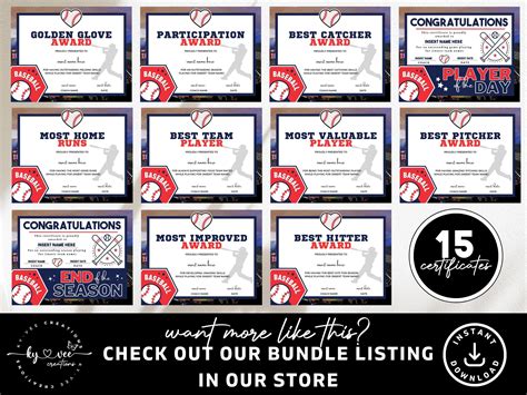 Editable Baseball Certificate Template INSTANT DOWNLOAD - Etsy