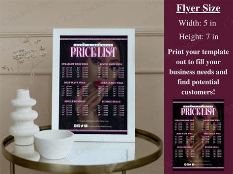 DIY Printable Hair Price List Template Hair Flyer Design Etsy