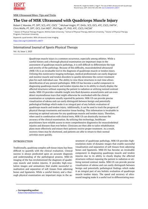 Pdf The Use Of Msk Ultrasound With Quadriceps Muscle Injury