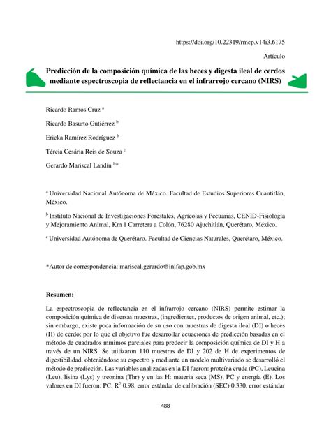 PDF Predicción de la composición química de las heces y digesta ileal