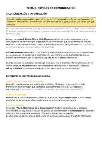 Tema Teoria De La Comunicacion Pdf