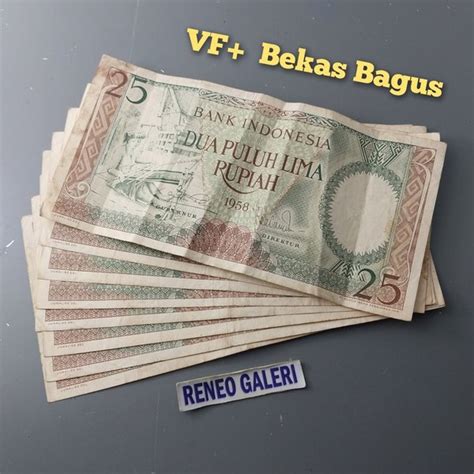 Jual VF Asli 25 Rupiah Tahun 1958 Seri Pekerja Tangan Rp Uang Kertas