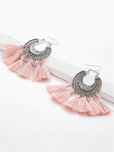 Tassel Drop Statement Earrings Shein Sheinside