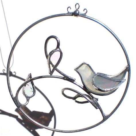 Winter Dove 3d Stained Glass Ornament White Bird Etsy Stained Glass Ornaments Glass