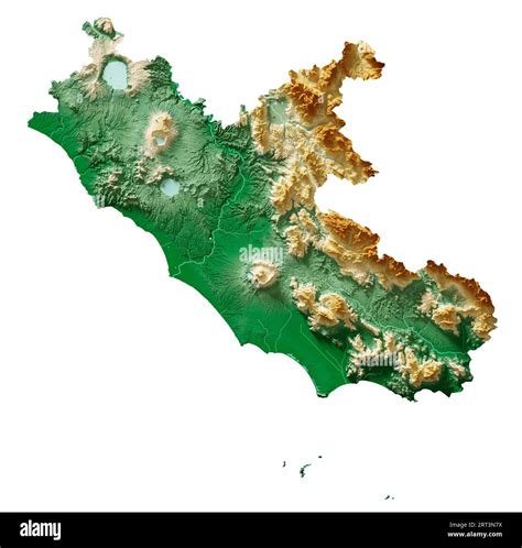 Lazio A Region Of Italy Detailed 3D Rendering Of A Shaded Relief Map