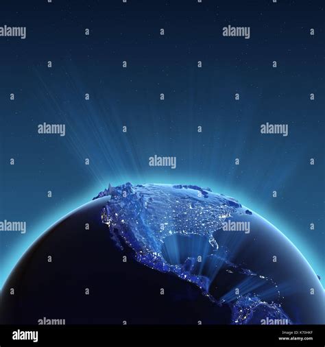 North America City Lights 3d Rendering Stock Photo Alamy