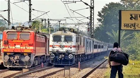 Dangerous Train Race 😨😱 Wap7 Mumbai Mail Parallely Overtaking Emu Amritsar Mail Duronto Rajdhani