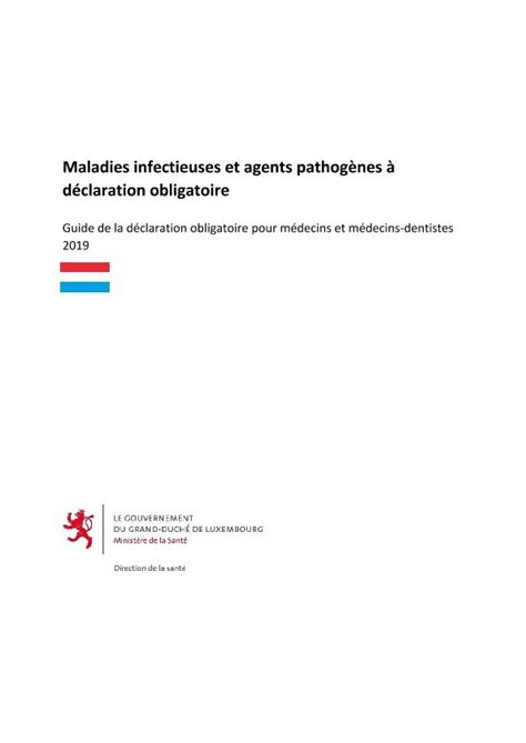 Maladies infectieuses et agents pathogènes à déclaration obligatoire