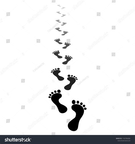 Black Silhouette Human Footprint Footprints Bare Stock Vector Royalty