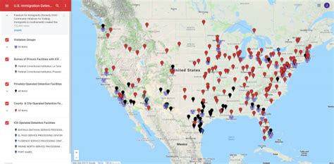 US Map with detention centers from freedomforimmigrants.org - Janet Conner